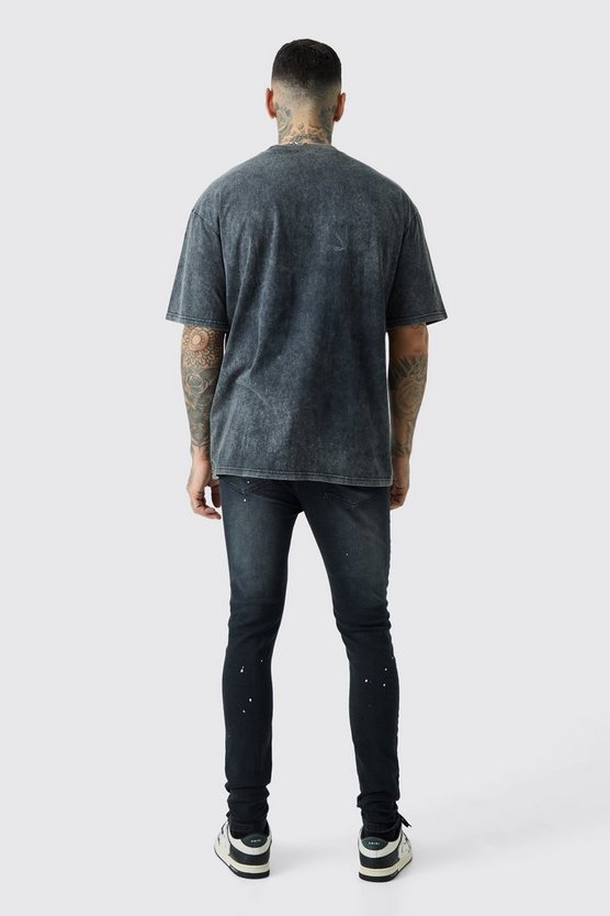 Tall zerrissene Super Skinny Jeans mit Farbspritzern