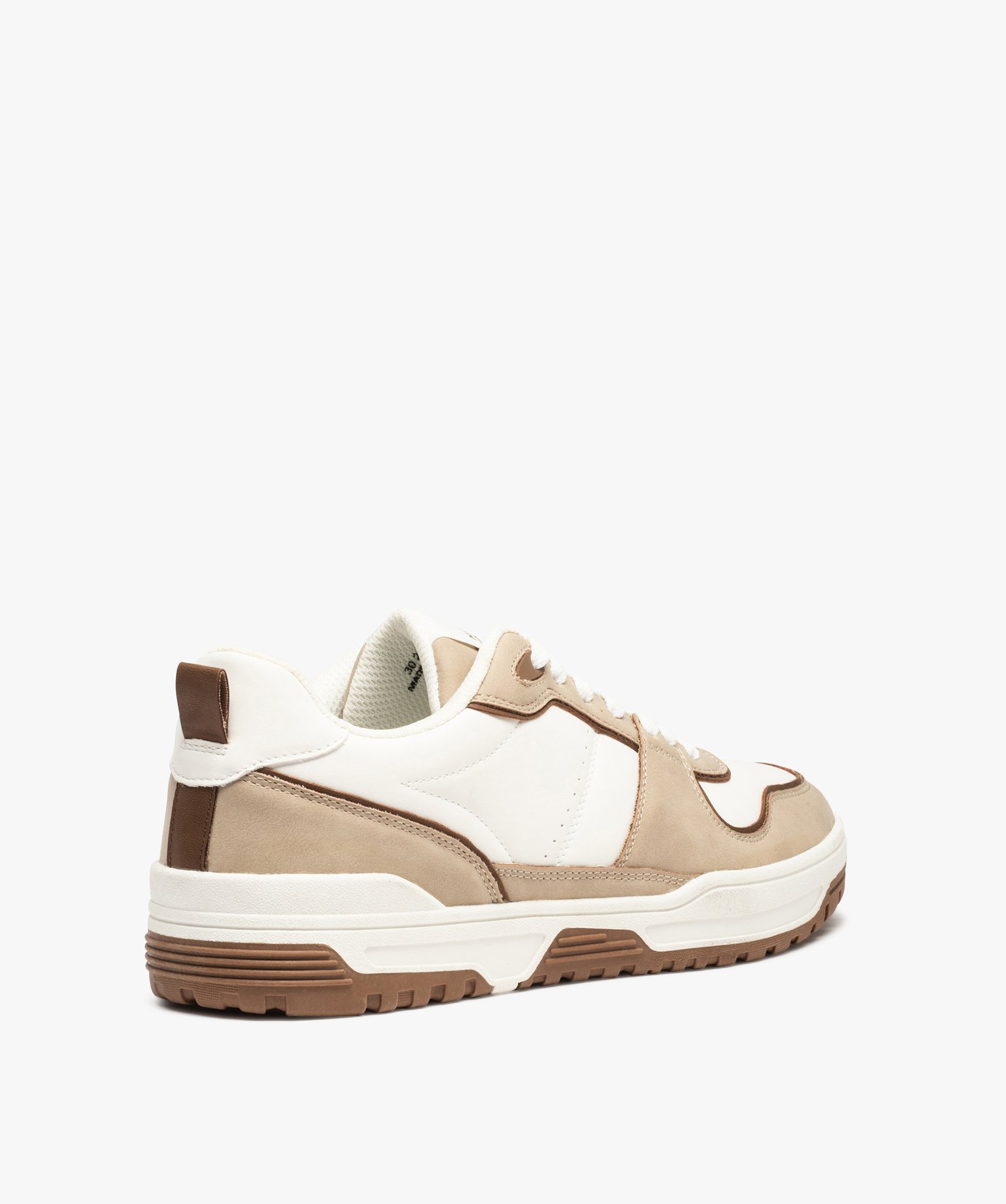 Baskets homme style skateshoes à lacets bicolores blanc | GEMO