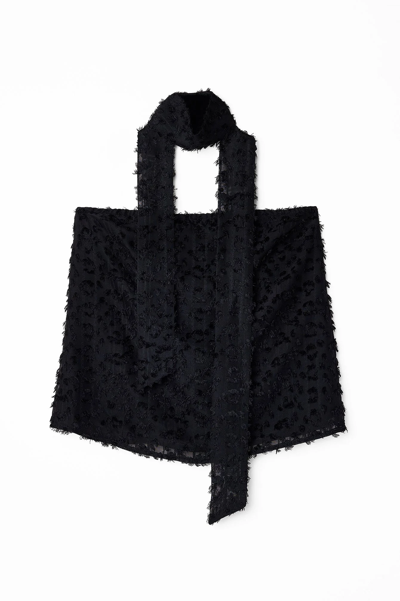 Texturiertes Top mit Chiffonschal