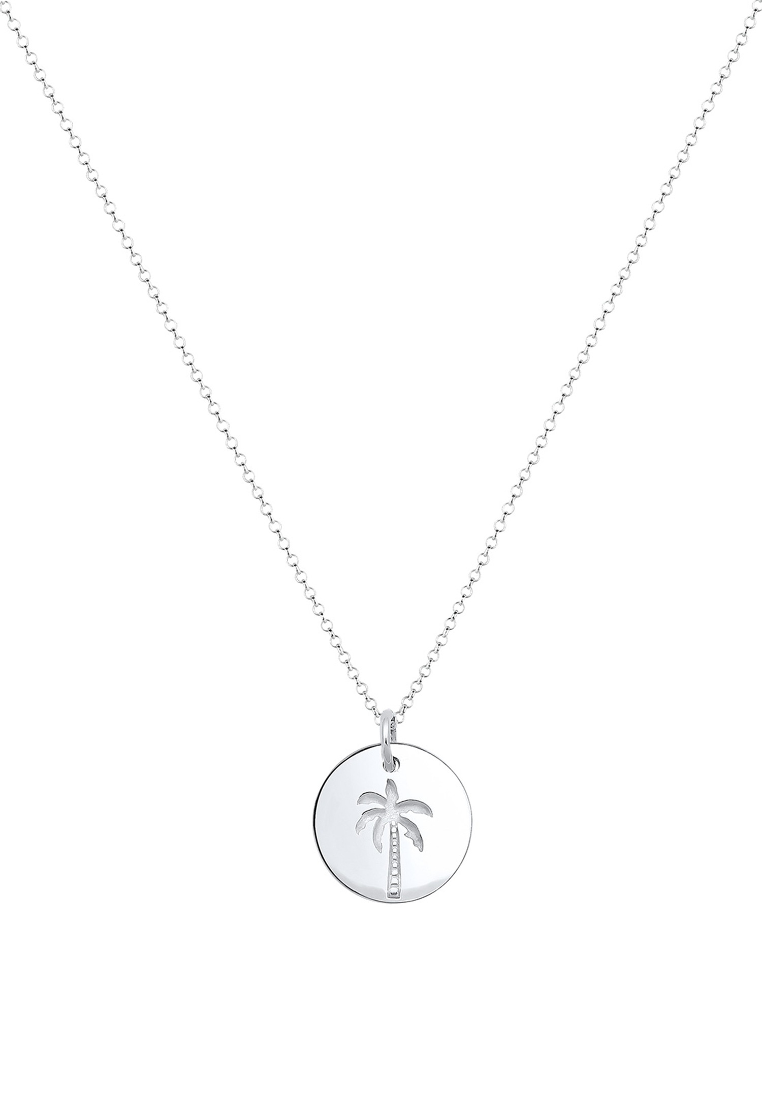 Collana da donna Elli con paillettes e incisione di palma - Argento 925/1000