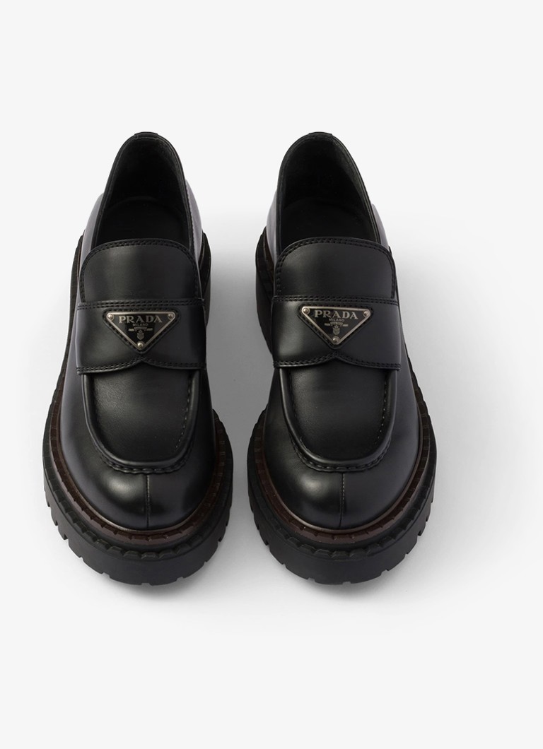 Prada  Double Chocolate loafer van leer