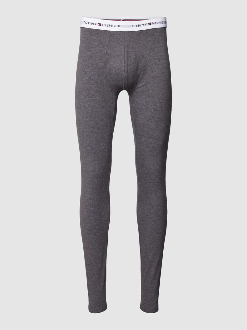 Leggings mit elastischem Label-Bund Modell 'SIGNATURE' in dunkelgrau meliert