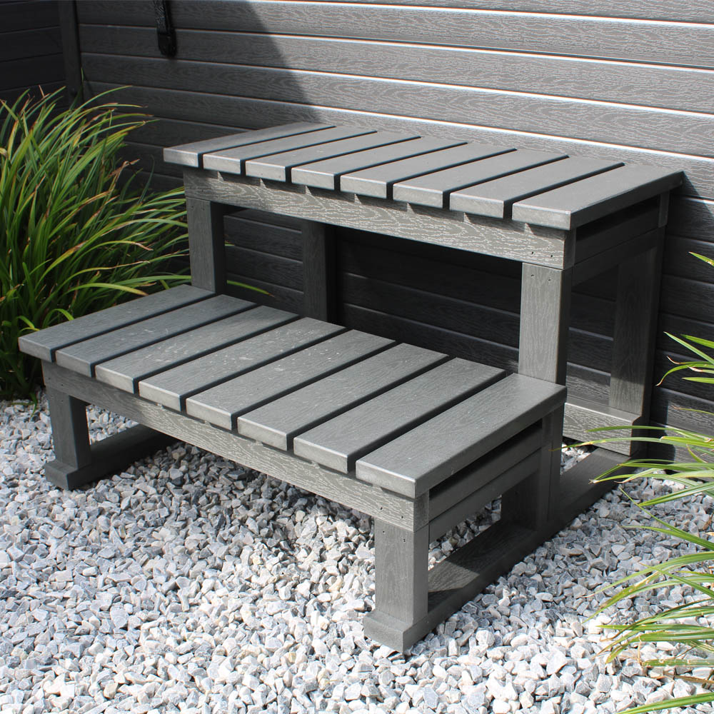 Home Deluxe Outdoor Whirlpool STREAM BIG inkl. Treppe und Thermoabdeckung