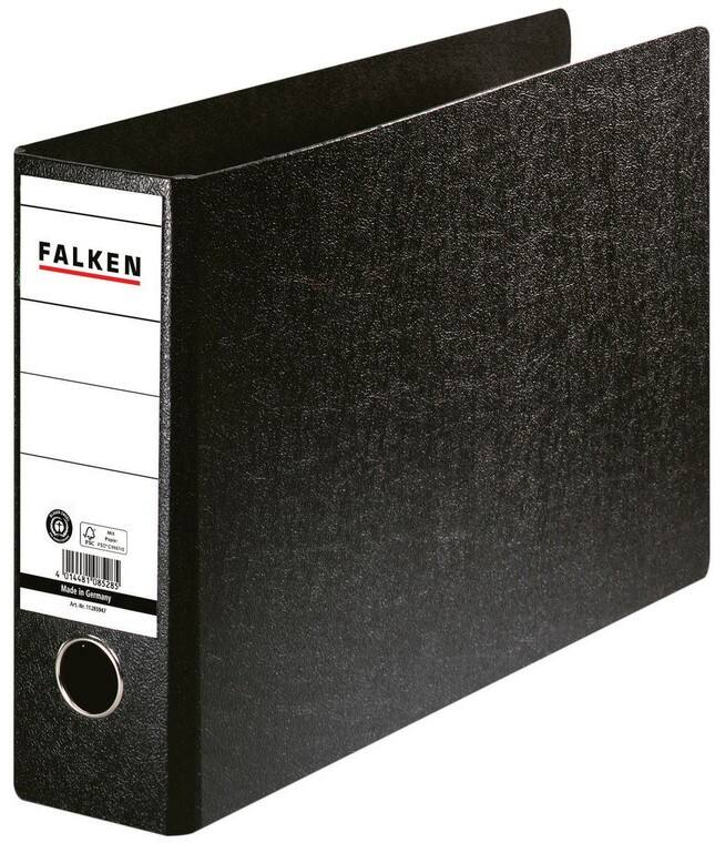 Falken Ordner DIN A4 80 mm Schwarz 2 Ringe 11285947F Pappkarton, PP (Polypropylen) Querformat