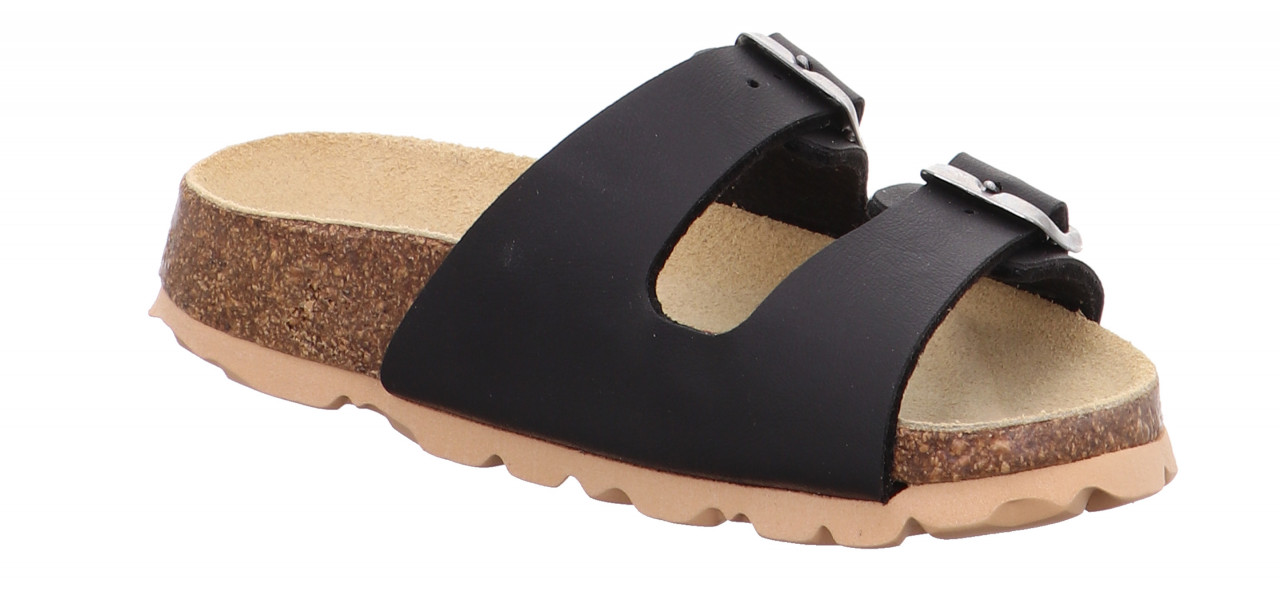 FUSSBETTPANTOFFEL - Schwarz Pantoffel mit Schnalle