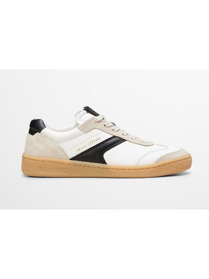 Marc O'Polo Shoes Leder-Sneakers in Weiß/ Schwarz günstig kaufen