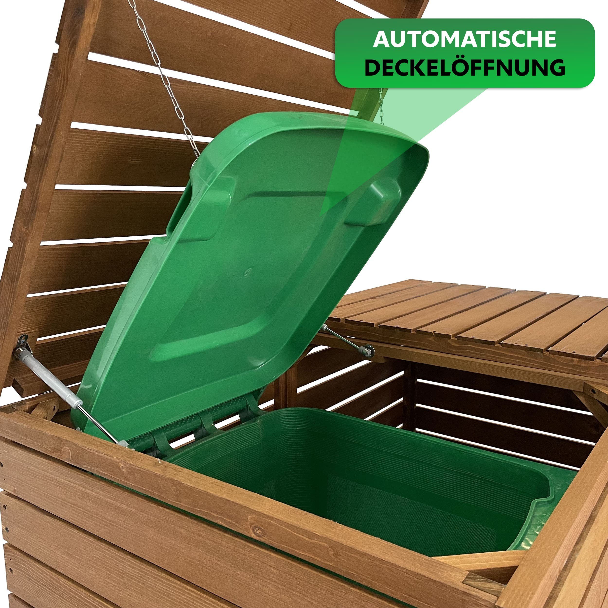 Endorphin Mülltonnenbox Comfort Mülltonnengarage / Mülltonnenbox Braun natur für 2x 240 L na