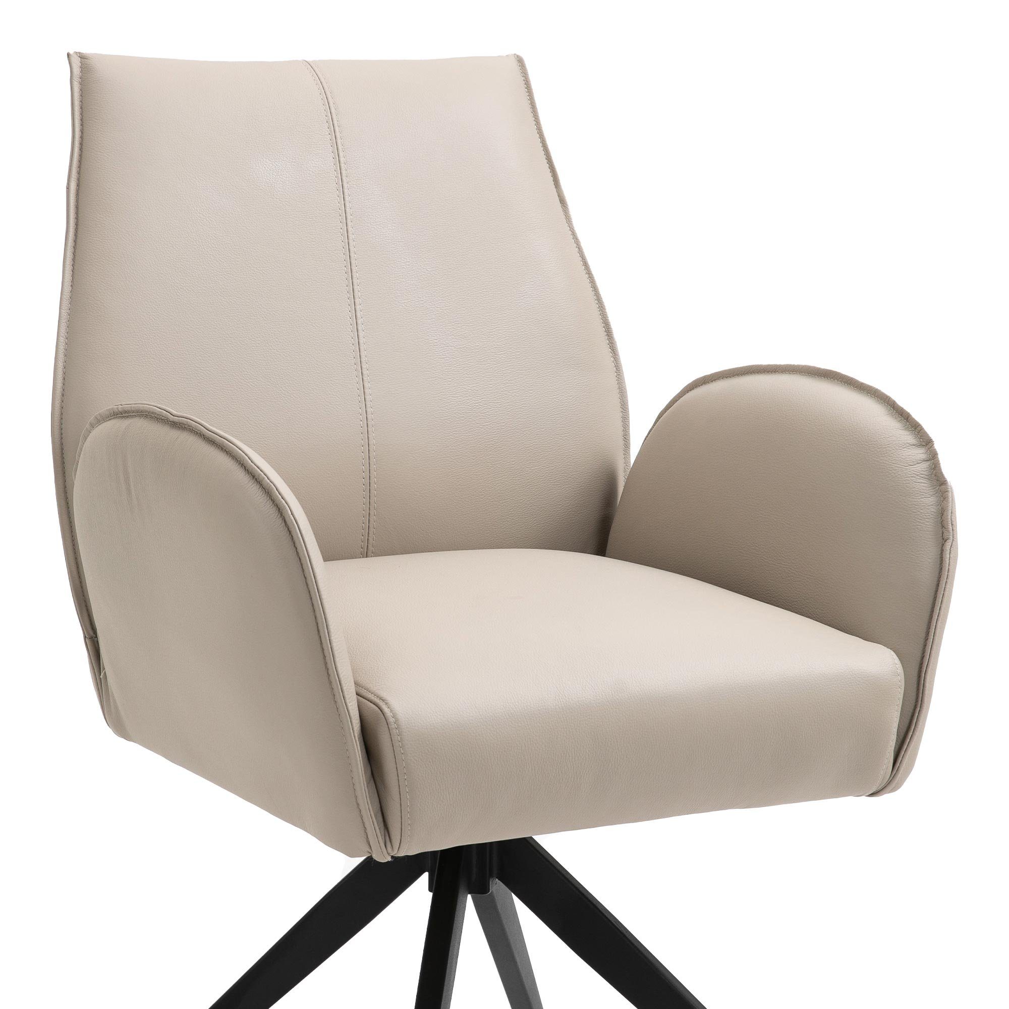 GMD Living Drehstuhl MIMA (2er Set), 2er Set Drehstuhl mit Echtlederbezug