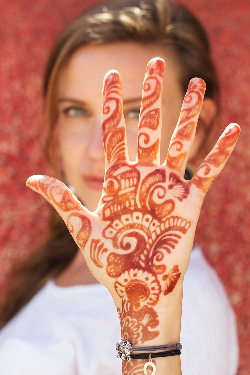 FADEDA Schmuck-Tattoo 4x FADEDA 100% Natural Henna Paste Cones Kegel (Natur-Braun) No Mix, hält ca. 1 - 2 Tage auf der Haut