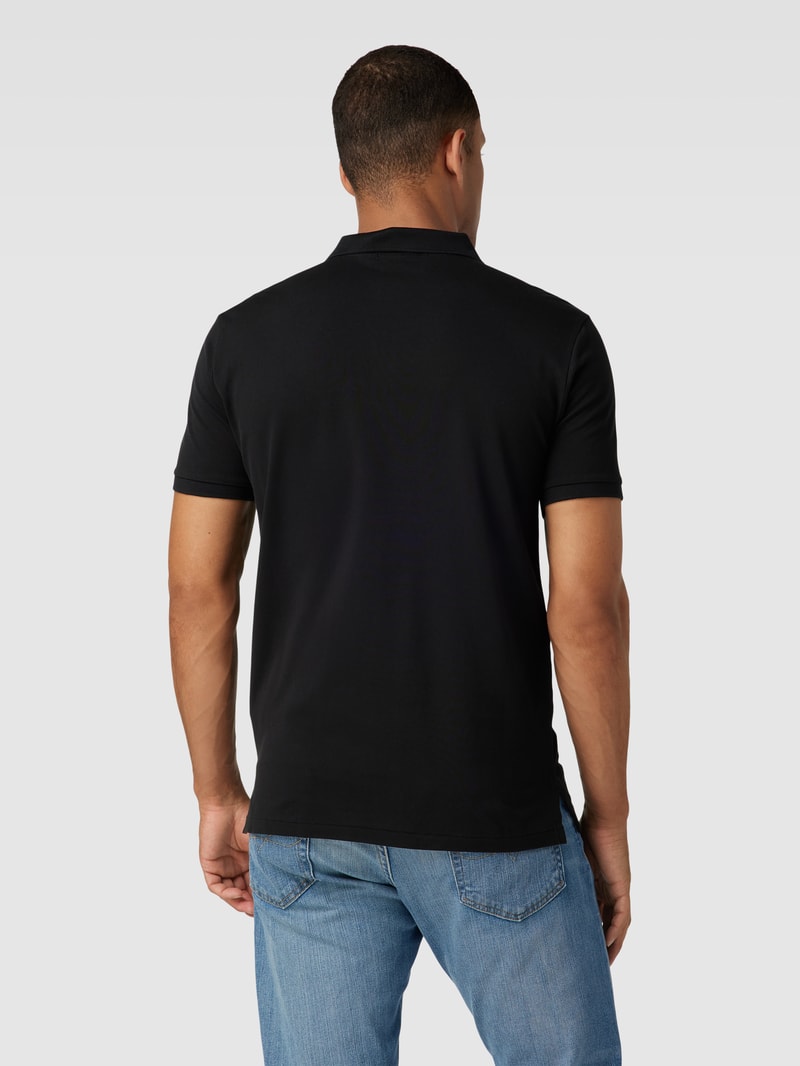 Poloshirt mit kurzem Reißverschluss in schwarz