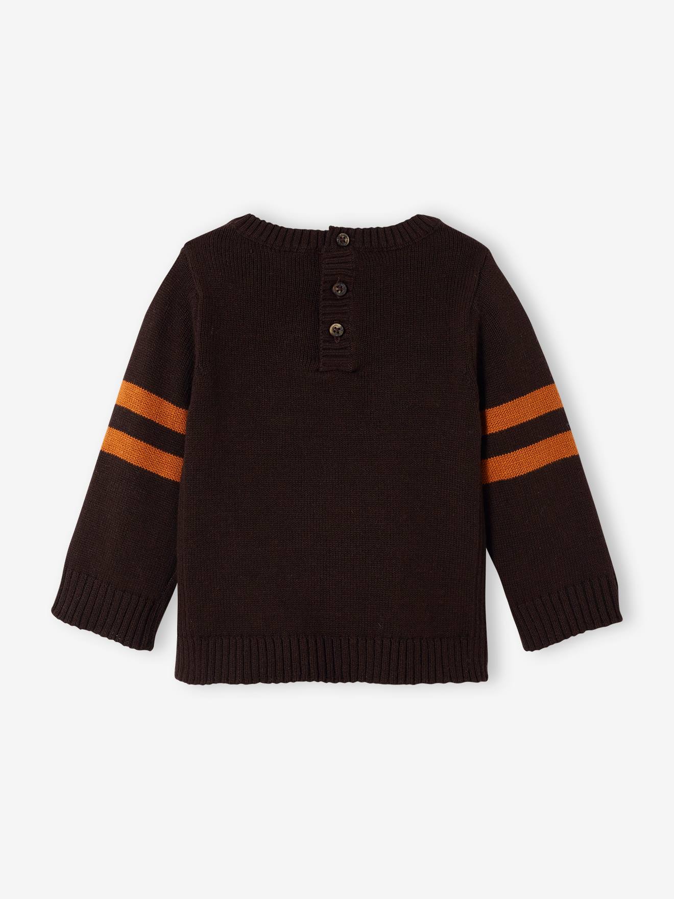 Pull bébé tricot raton-laveur chocolat