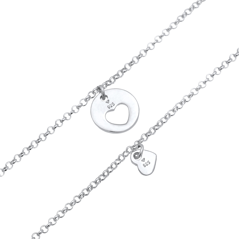 Elli Elli Bracelet Femmes Mère Fille Set Cœur Plaquette Cut Out en Argent Sterling 925 Bracelet
