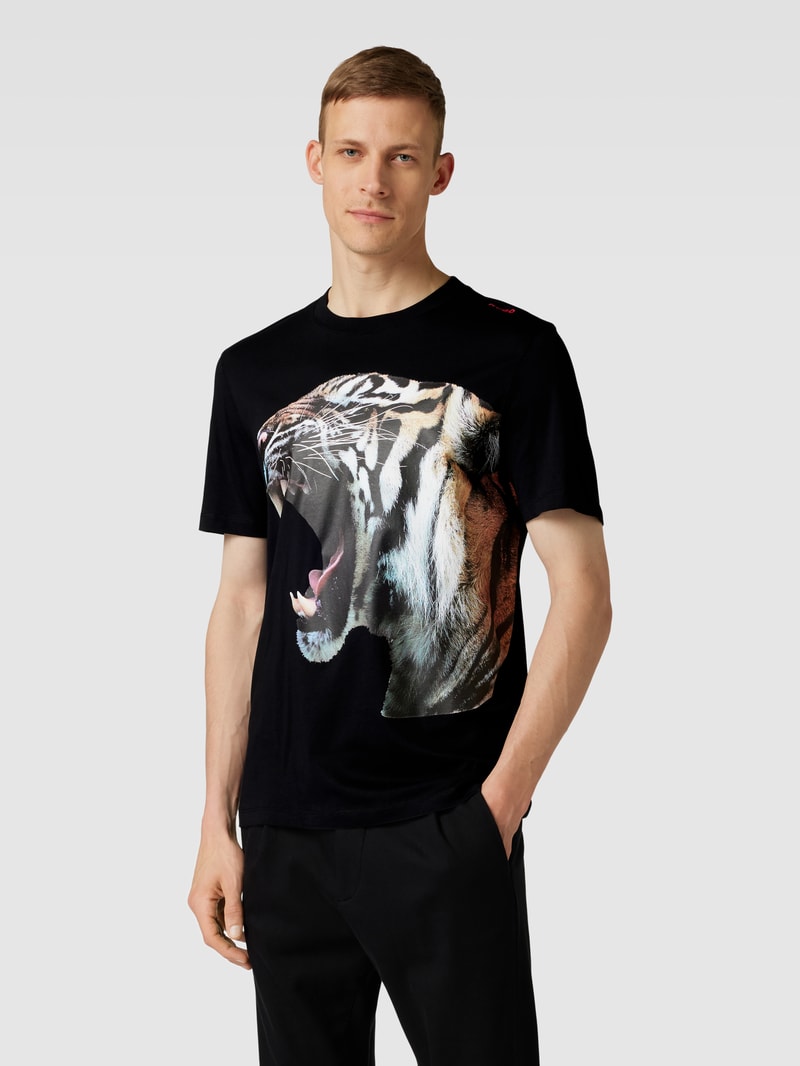 T-Shirt mit Motiv-Print Modell 'Digre' in schwarz