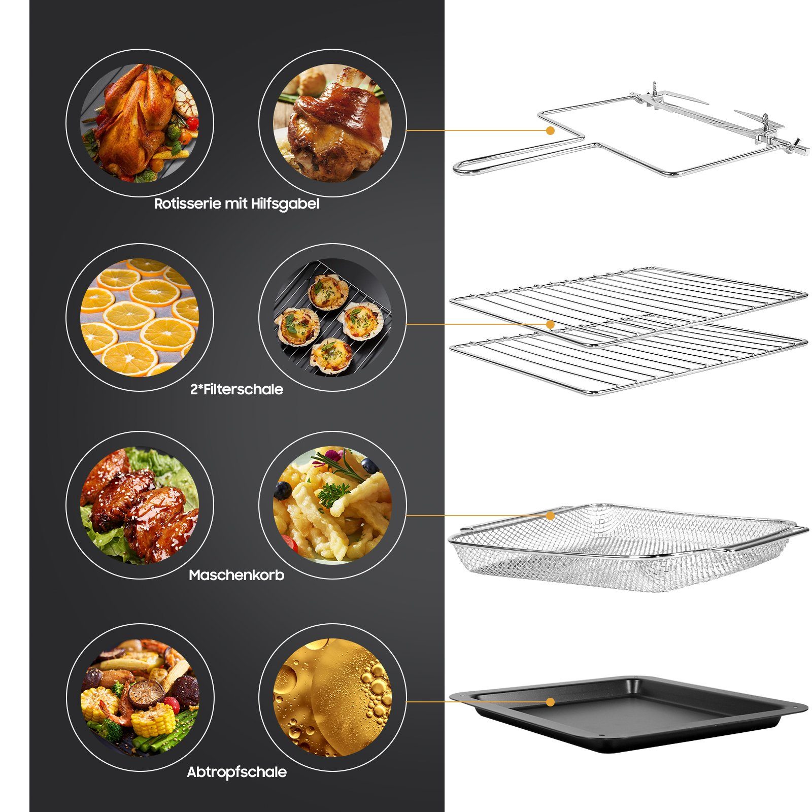 iceagle Heißluftfritteuse Heißluftfritteuse 1502, Air fryer XXL ohne ÖL für Luftbraten, Braten, 2200,00 W, digitales Display, Minuten Timer, spuelmaschinengeeignet