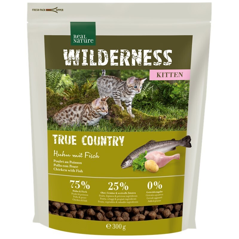 REAL NATURE Trockenfutter REAL NATURE WILDERNESS Kitten True Country Huhn mit Fisch 300 g