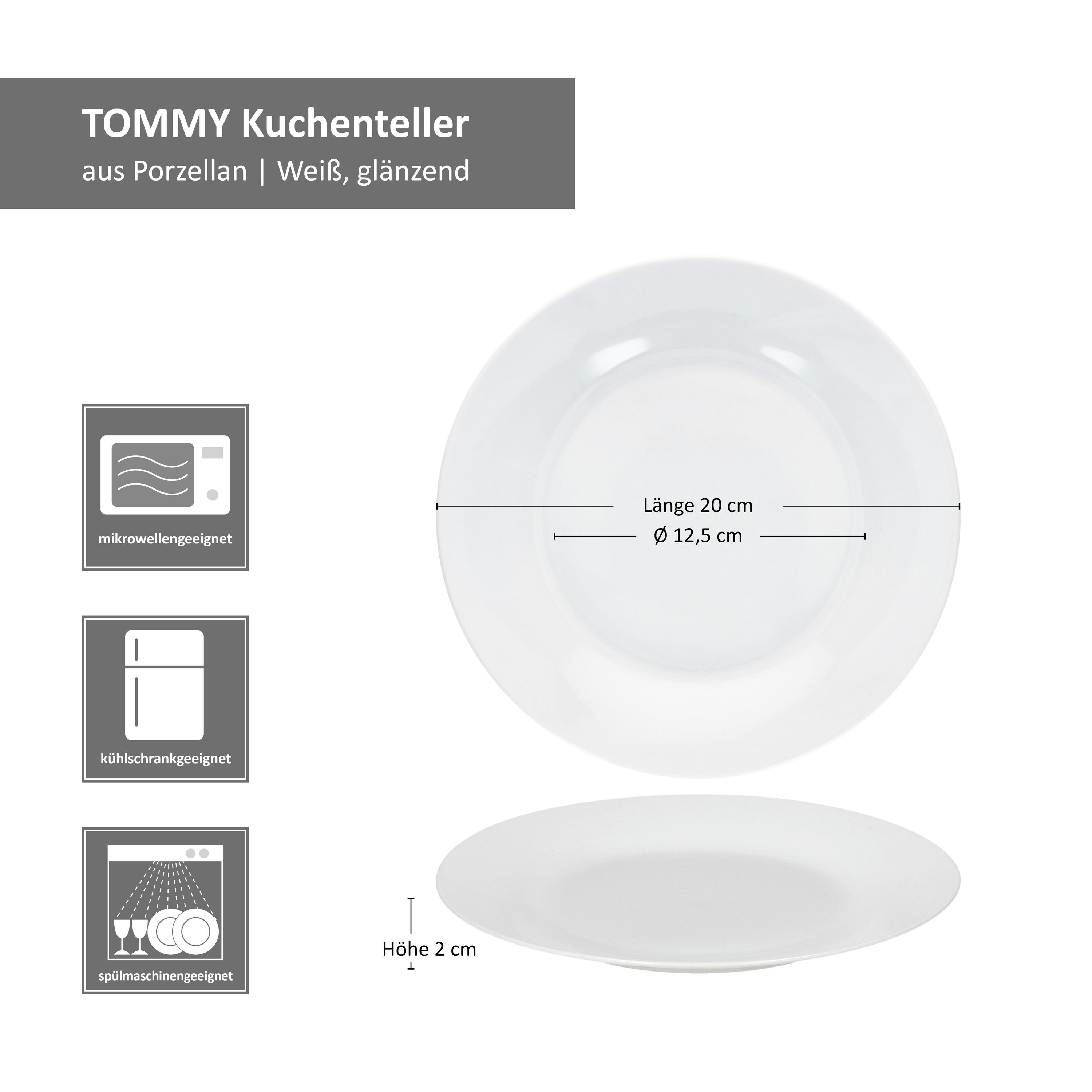 MamboCat Frühstücksteller 6er Set Tommy Kuchenteller weiß Porzellan 6 Personen Dessertteller