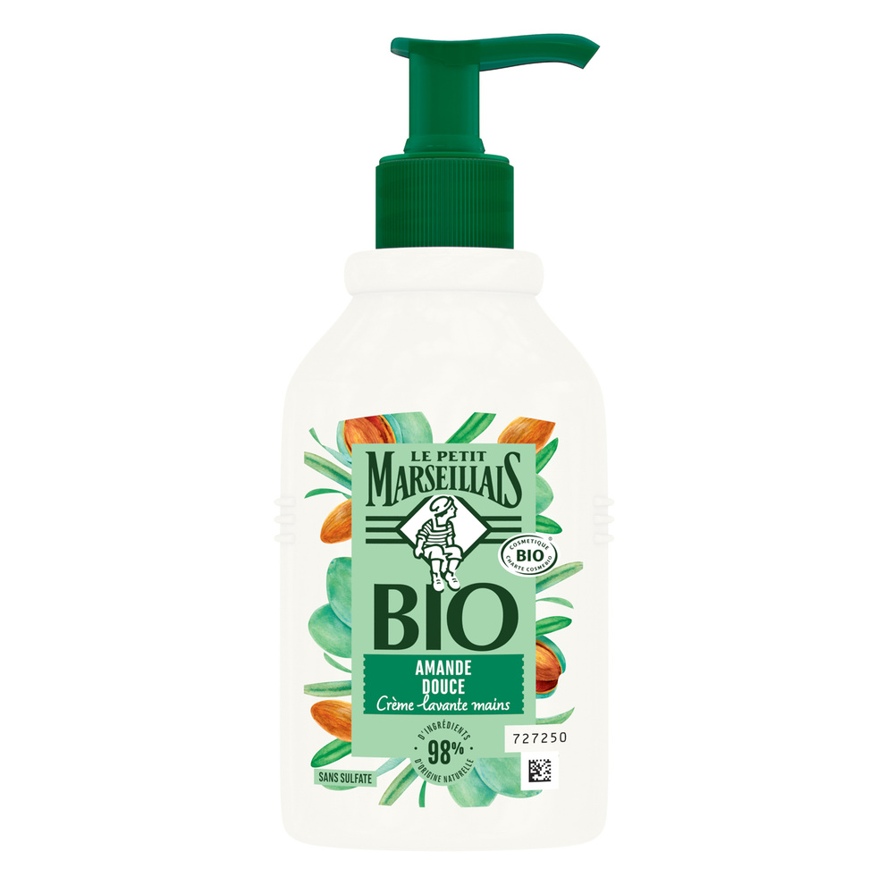 le petit marseillais Crème de Savon Liquide BIO Pour les Mains, Amande Douce, 290ml Savon