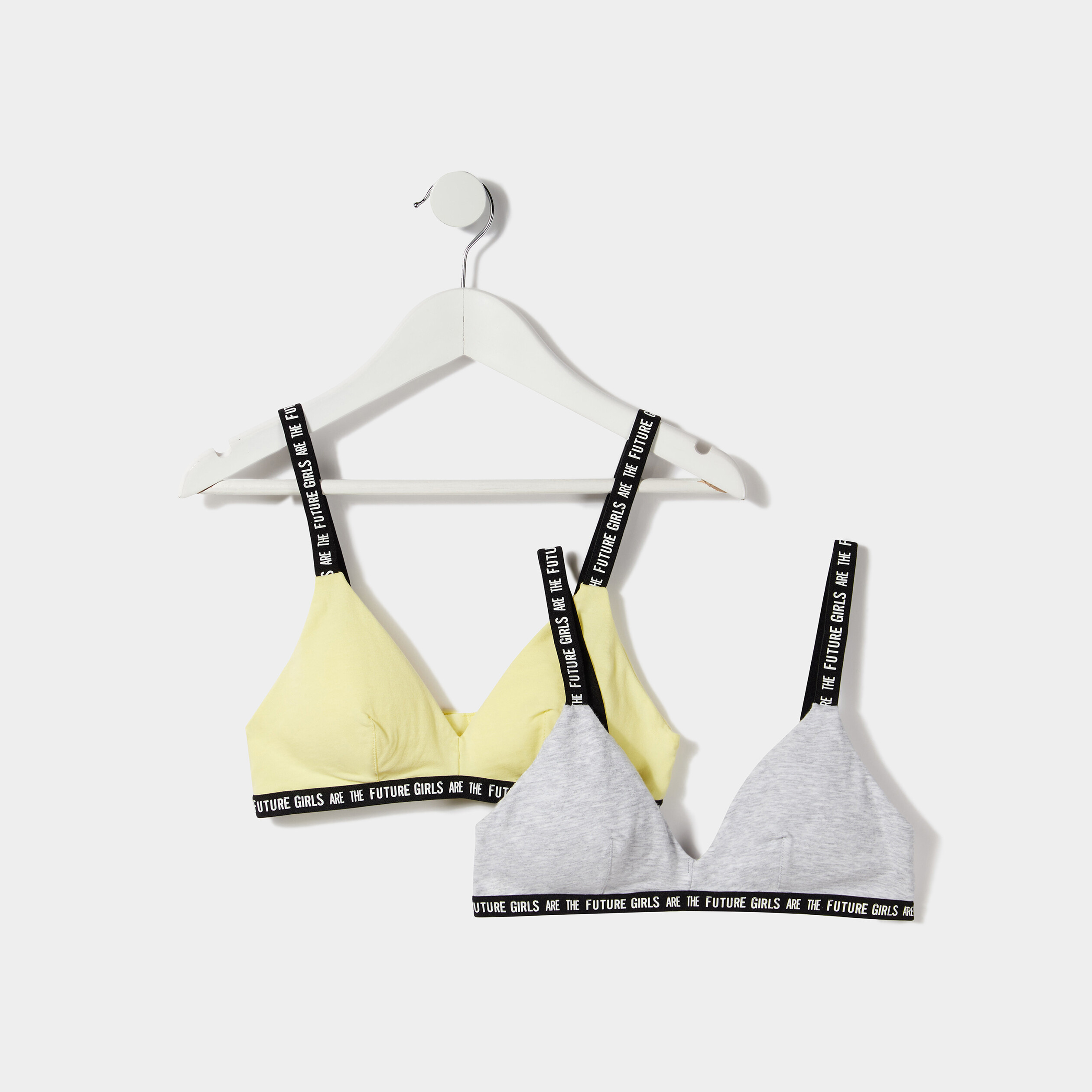 Lot 2 brassières forme triangle jaune pastel fille | La Halle