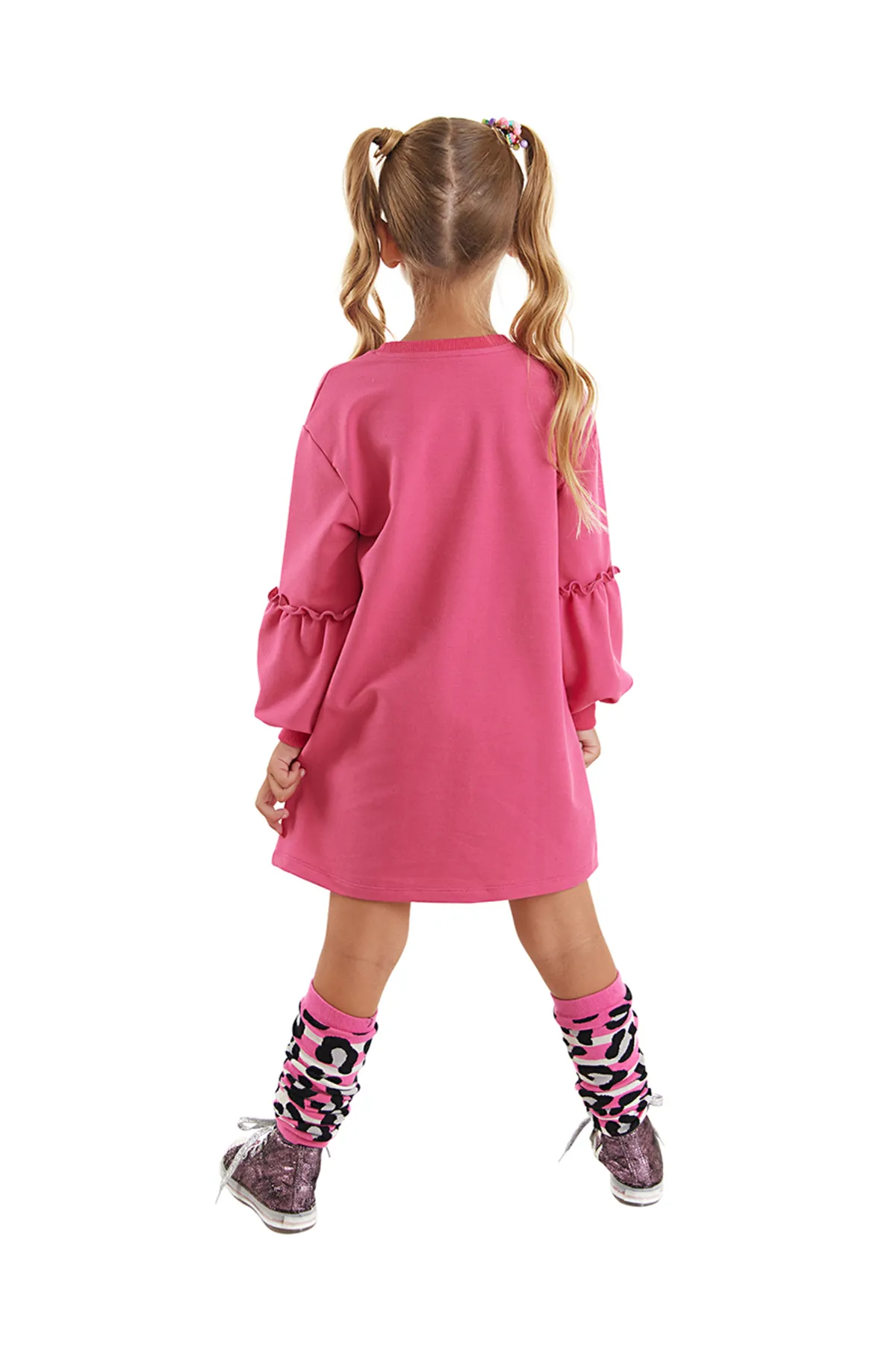 MSHB&G  Rosa Kleid für Mädchen mit Leopardenmuster und Zebramuster