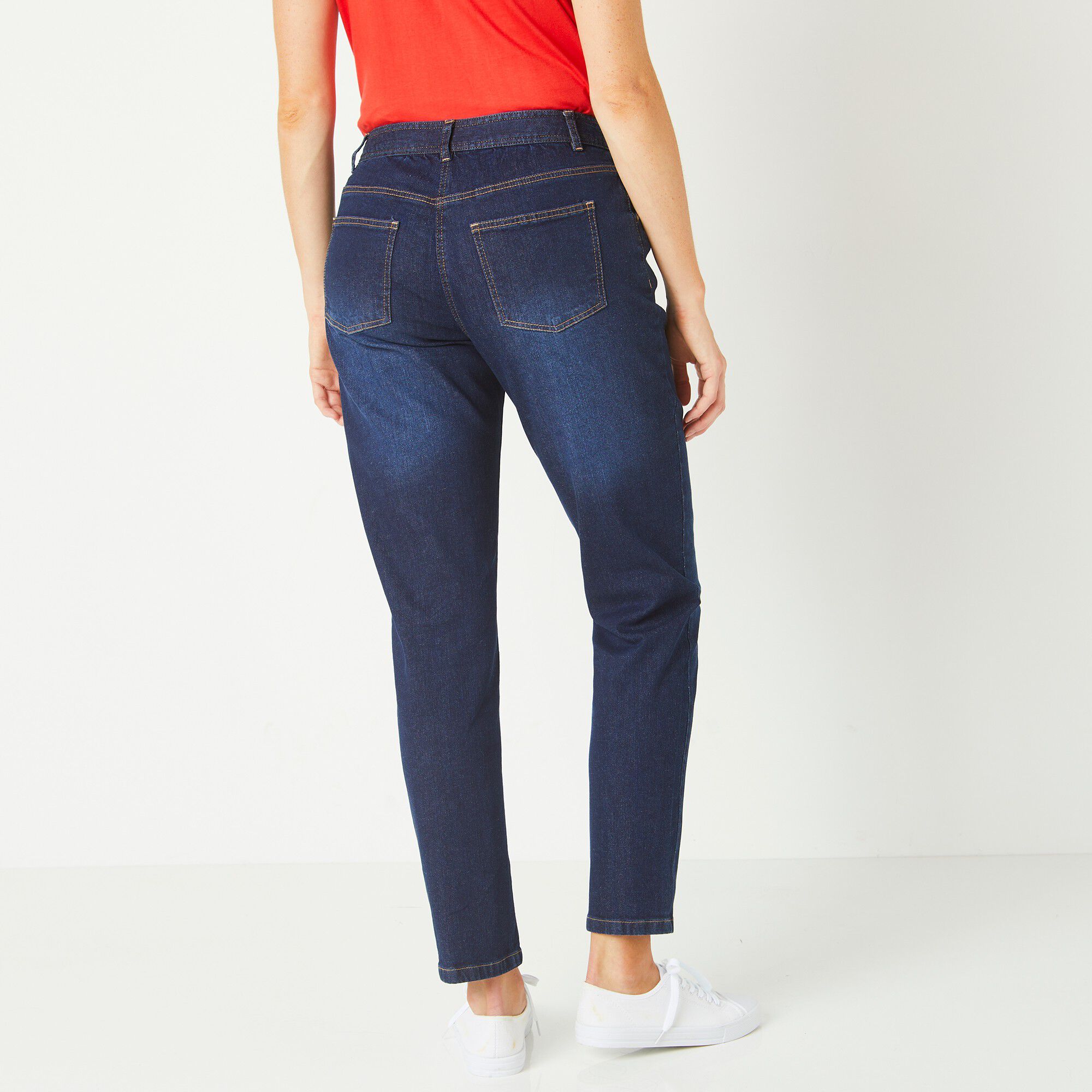 Pantalon mom, denim stretch