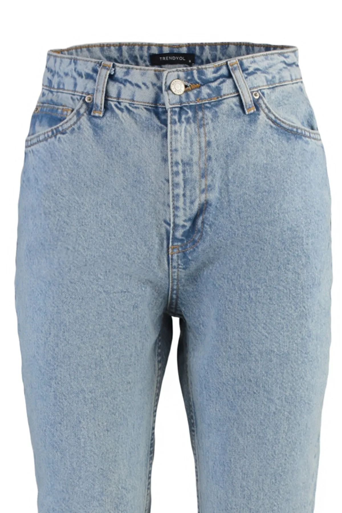 Trendyol Collection  Hellblaue, nachhaltigere Mom-Jeans mit hoher Taille TWOAW23JE00369