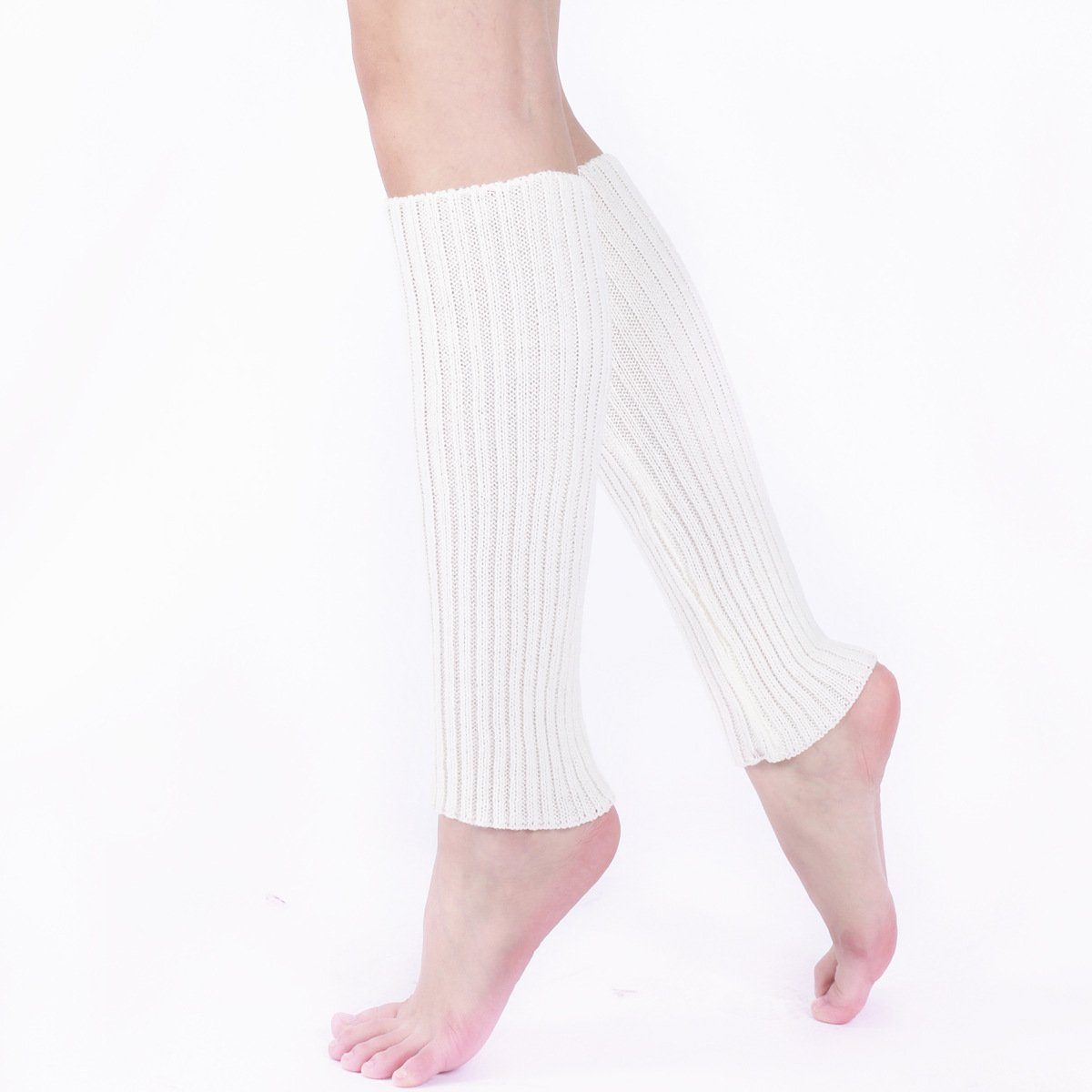 CTGtree Beinstulpen 2 Doppel Warm gestrickte Nylon Beinabdeckung rosa und weiß (4-St)