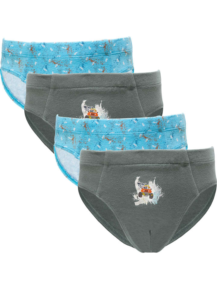 Erwin Müller Single-Jersey Jungen-Slip 4er-Pack in capriblau/grau günstig kaufen