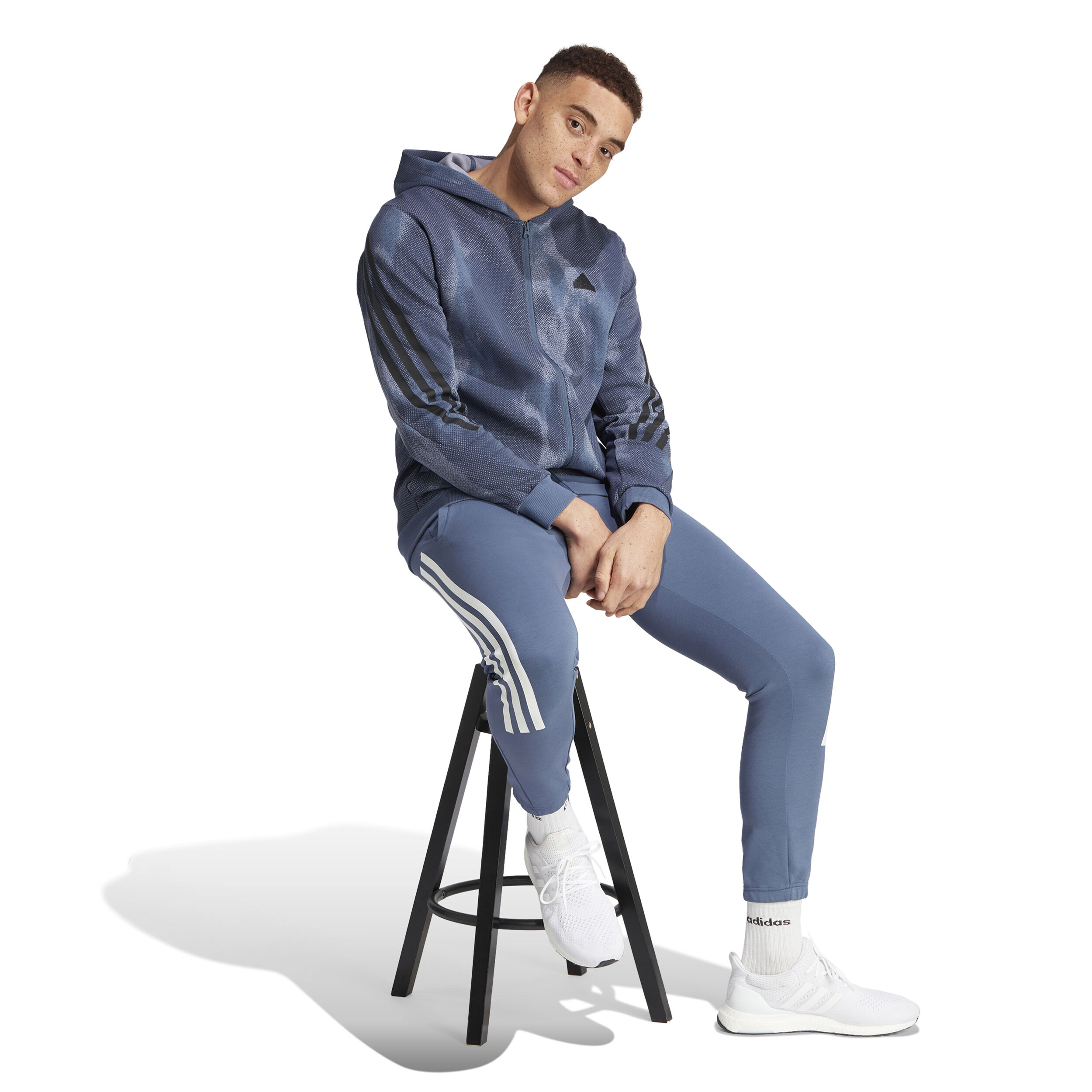 Future Icon 3 Stripes Sweatjacke Herren - Blau, Grau