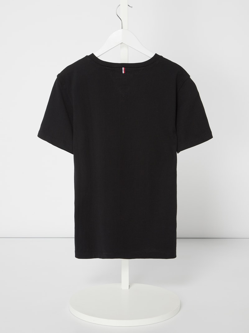T-Shirt mit Logo-Stickerei in schwarz