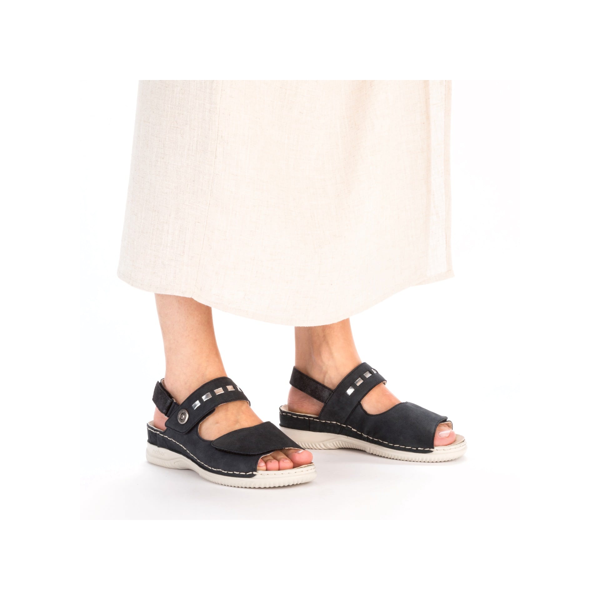 Rieker Damen Riemchensandalen stahlblau