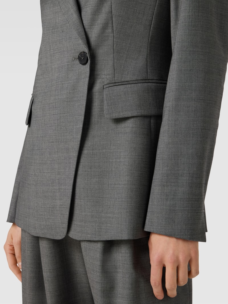 Blazer aus Schurwoll-Elasthan-Mix mit Knopfverschluss in mittelgrau
