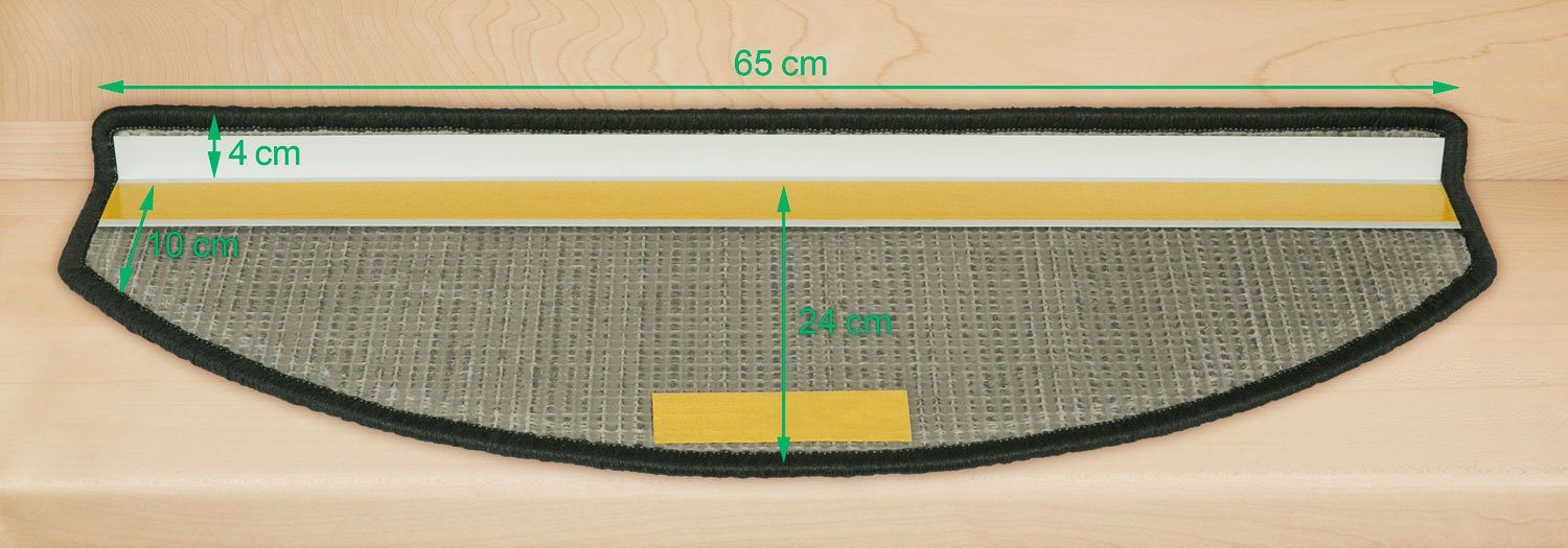 Stufenmatte Stufenmatten Sisal New Halbrund Anthrazit 14 Stück, Metzker®, halbrund, Höhe: 6 mm, 14 Stück im Set - Anthrazit