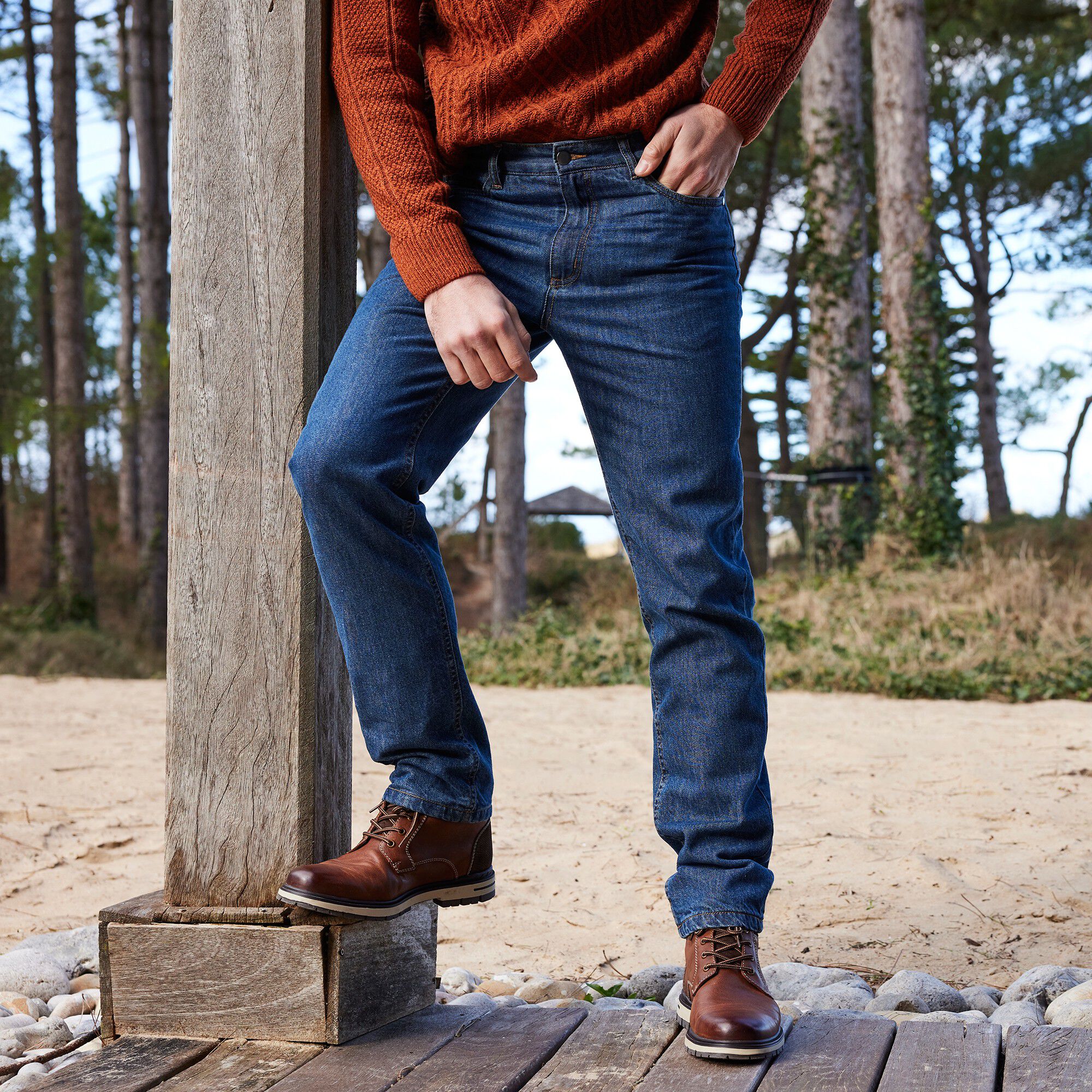 Jean droit 5 poches doublé flanelle chaude