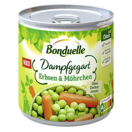 Bonduelle Erbsen mit Möhrchen dampfgegart 305G