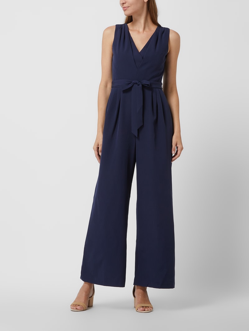 Jumpsuit aus Krepp in marineblau