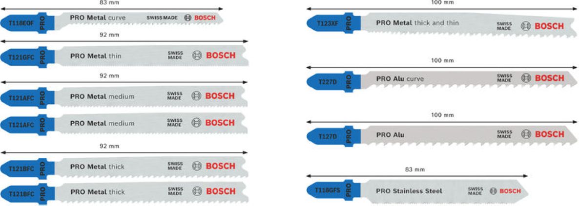 Bosch Blauw Accessoires 2607011942 PRO Metal en Alu Decoupeerzaagbladenset 92 mm in Robustline cassette 10-delig