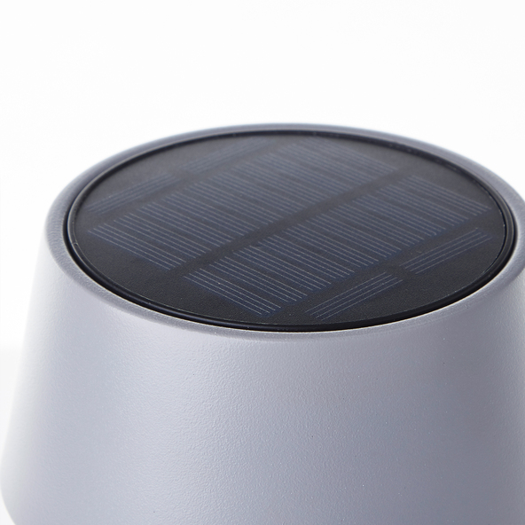 LED-Outdoor-Tischleuchte Picco, Akku + Solar, grau-matt