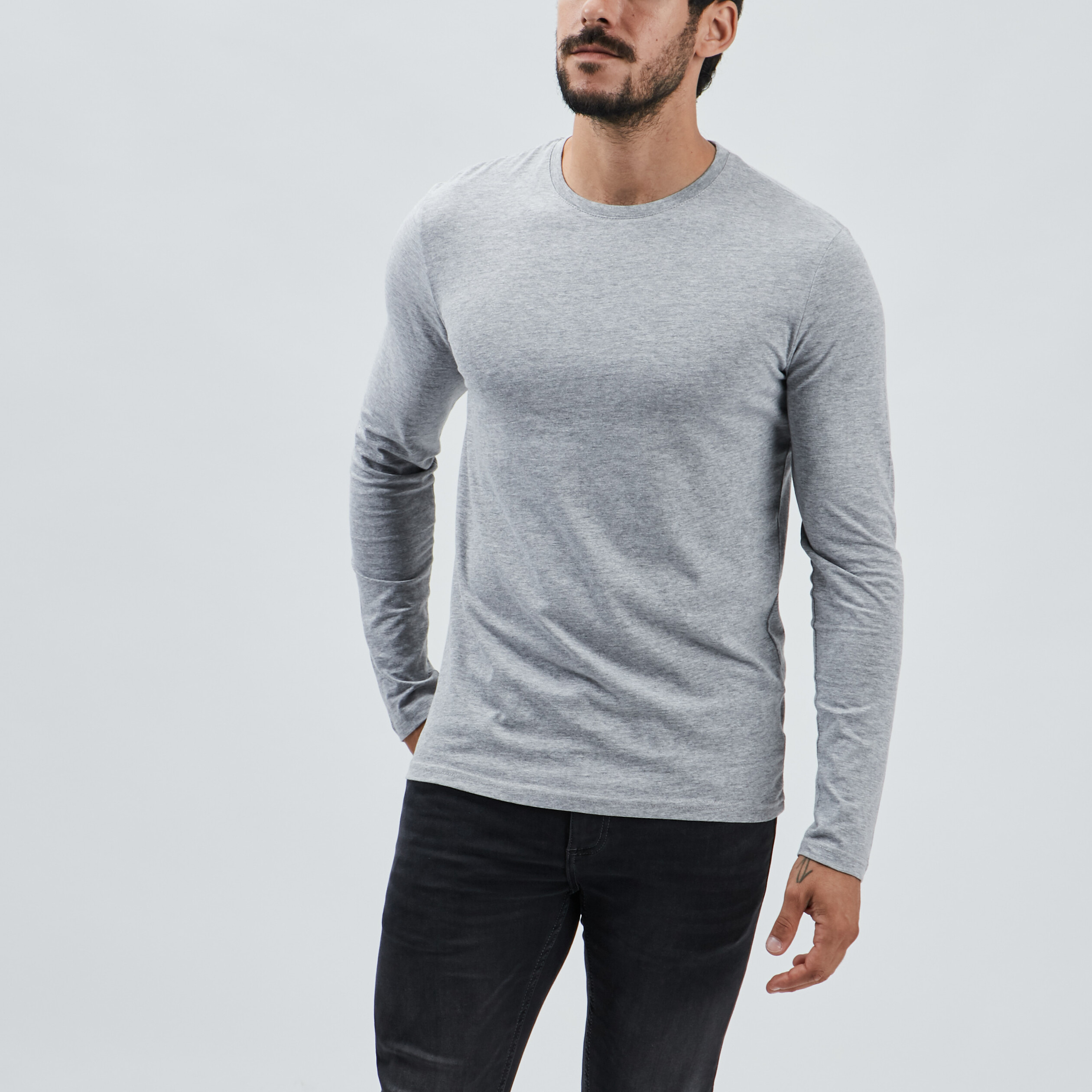 T-shirt manches longues gris homme | La Halle