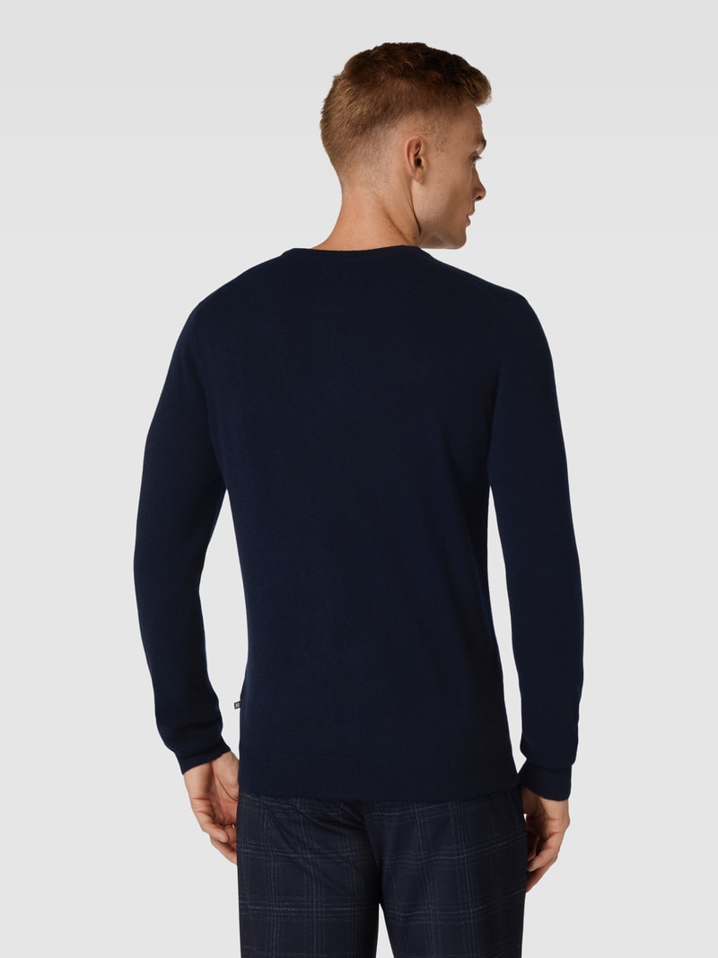 Strickpullover aus Kaschmir mit Rundhalsausschnitt Modell 'mordy' in marineblau