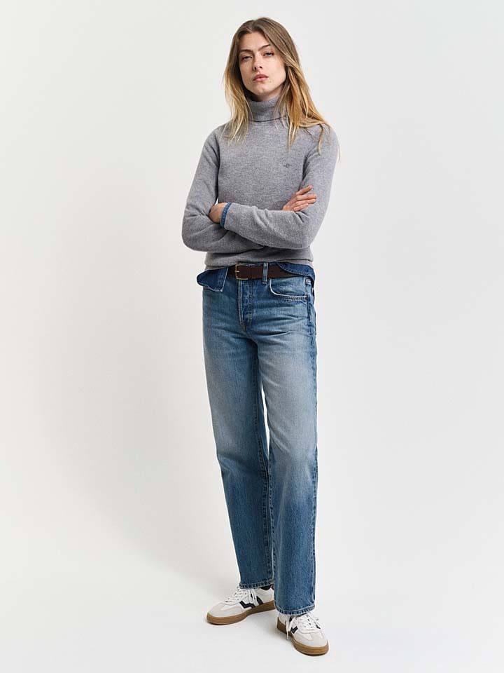 Gant Wollrollkragenpullover in Grau günstig kaufen