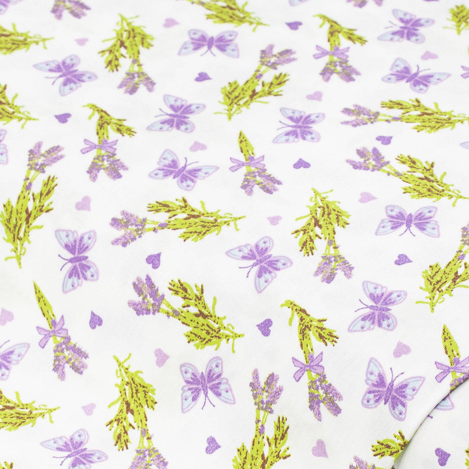 Baumwollstoff Lavendel/Schmetterlinge 