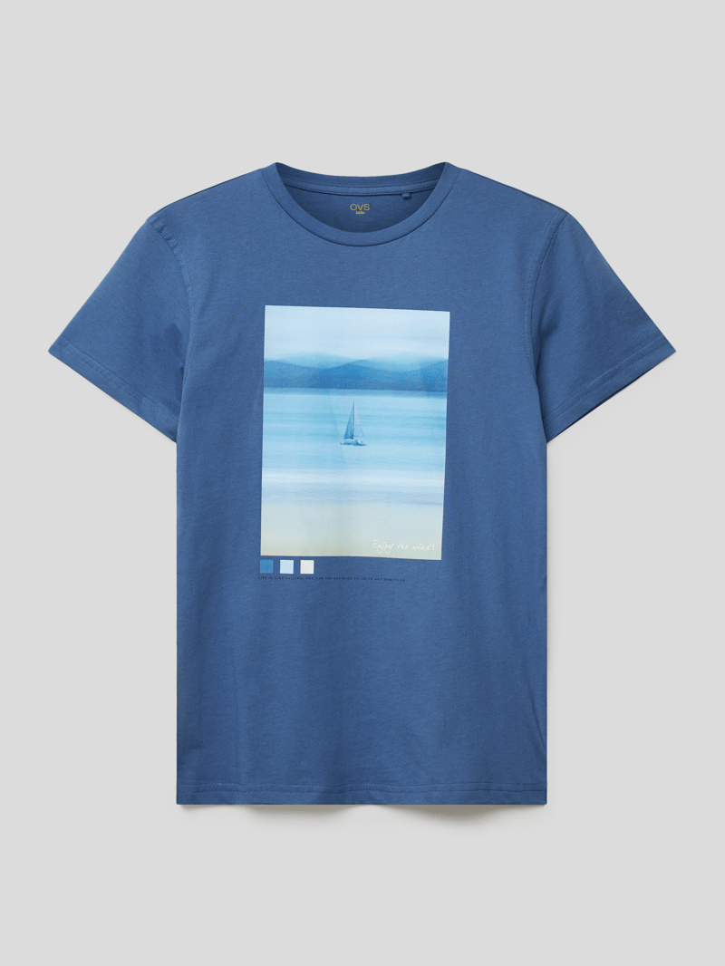 T-Shirt mit Motiv-Print in blau