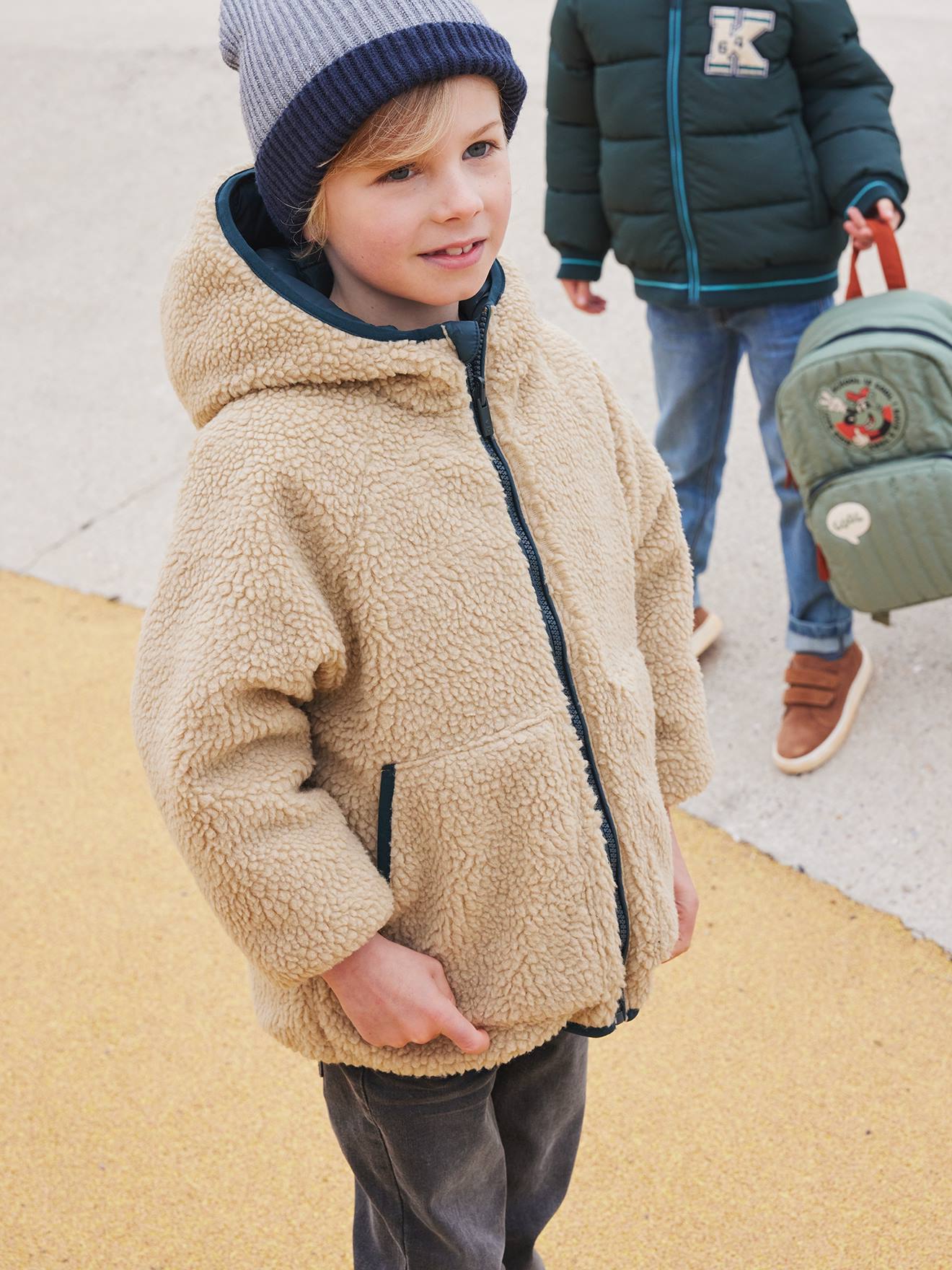 Vertbaudet Jungen Wende-Steppjacke - tannengrün