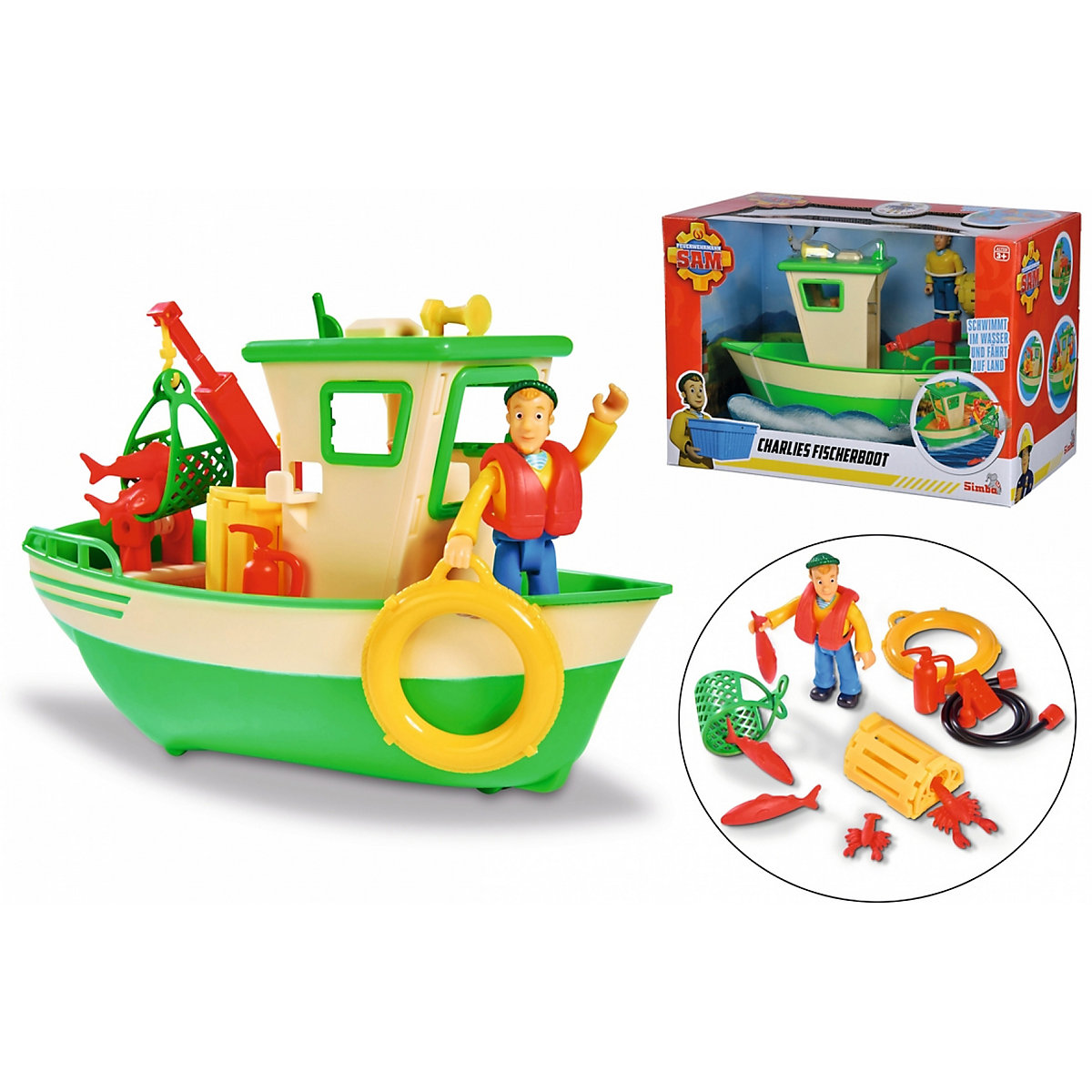 Sam Charlies Fischerboot mit Figur