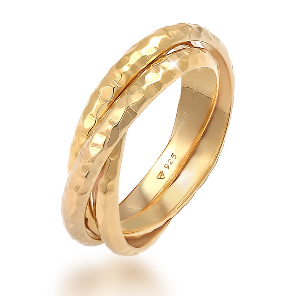 Elli Elli Bague Basic Wickelring Klassik Gehämmert 925 Silber Bague