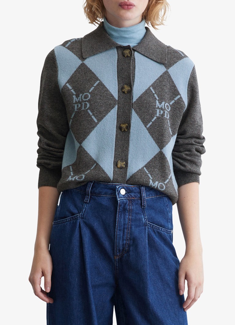 Marc O'Polo Denim Fino pleteni kardigan od mješavine djevičanske vune s pletenim uzorkom