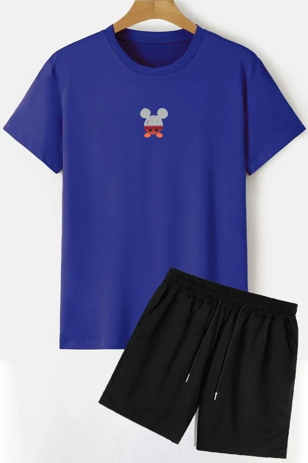 trendypassion  Shorts-T-Shirt-Trainingsanzug-Set mit Rückendruck