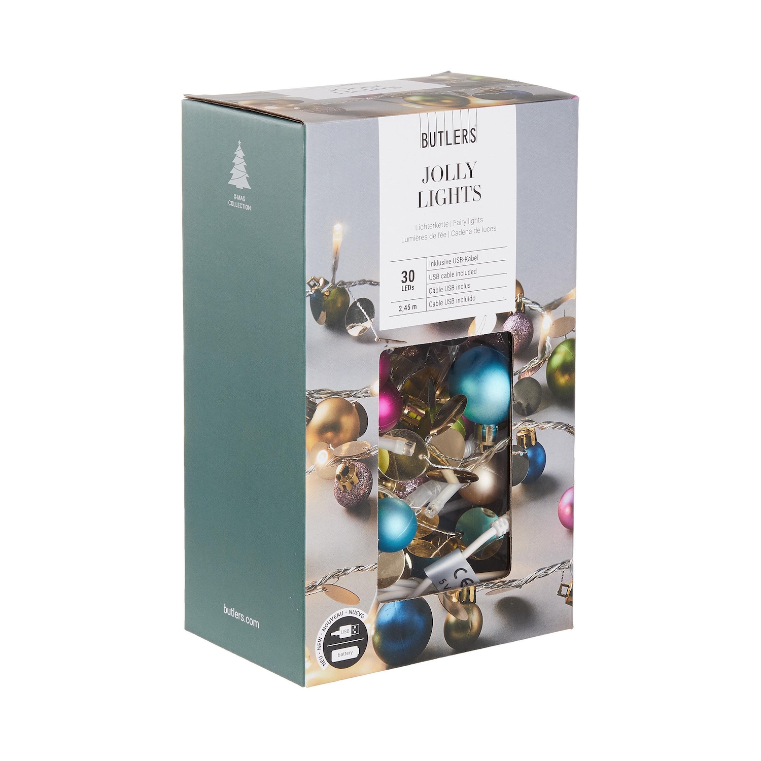JOLLY LIGHTS LED-Lichterkette mit Kugeln und USB-Batteriefach