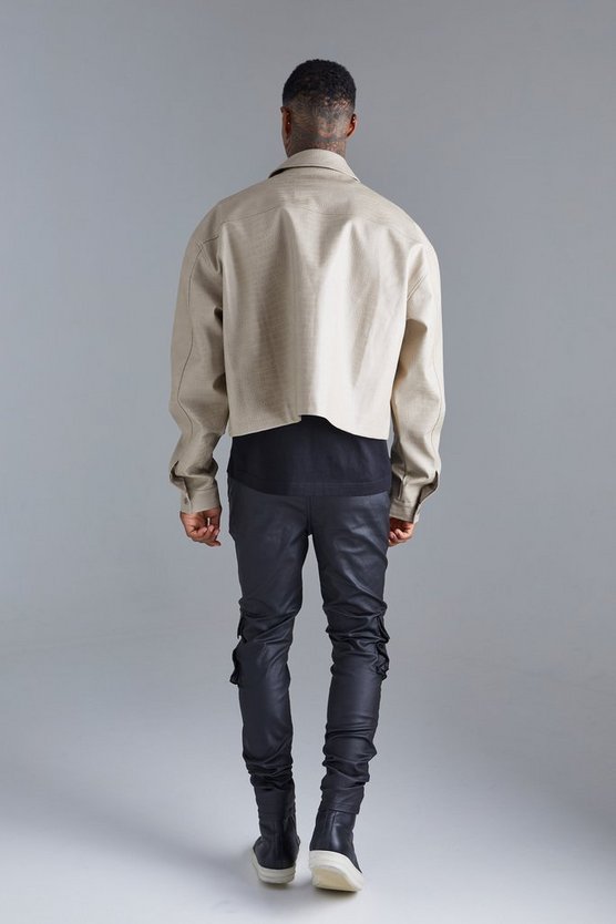 Beschichtete Skinny Twill Cargo-Hose mit Reißverschluss