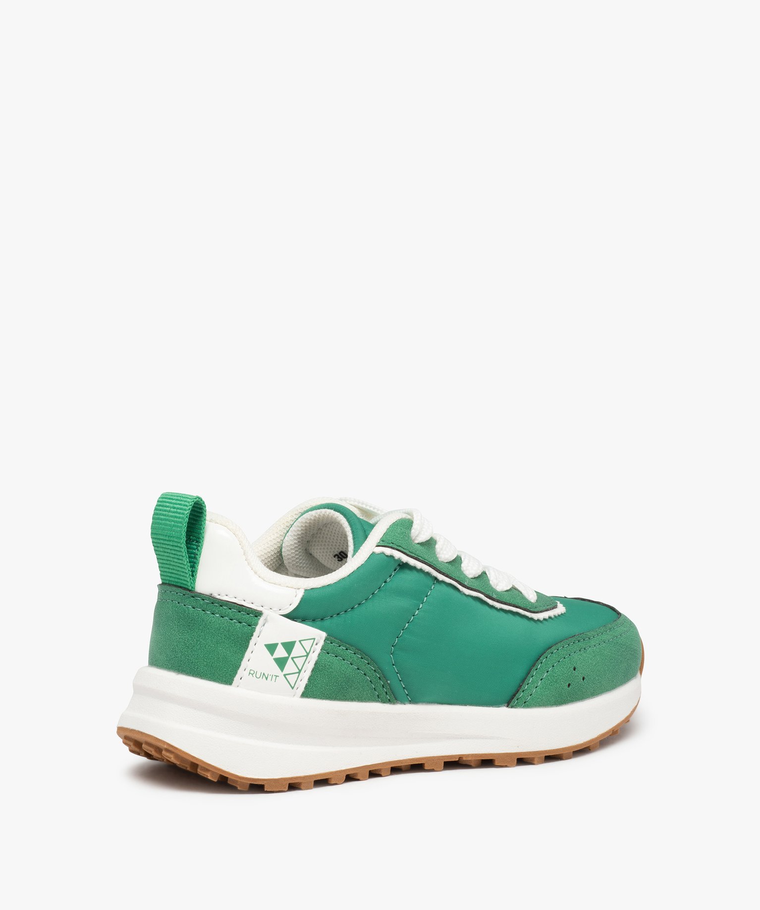Baskets Garçon unies style retro running à lacets vert | GEMO